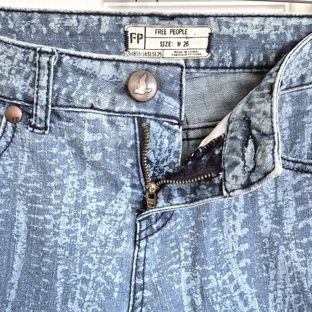 Free People Low Rise Blue Jeans Denim Skinny Pants Zip Ankles Womens 26 - Picture 9 of 16